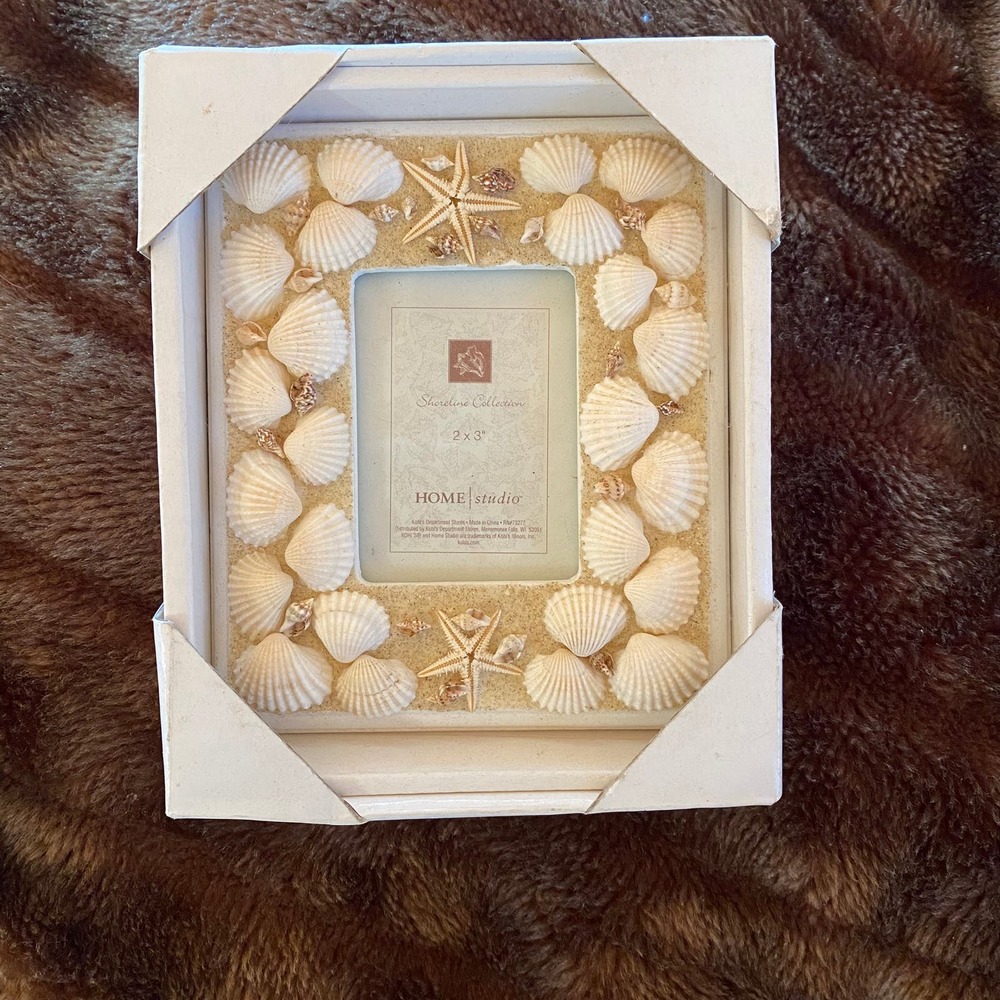 NIB Home‎ Studio Shoreline Collection 2”x3” Beachy Seashells Mini Photo Frame